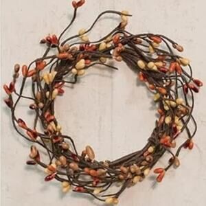 Pumpkin Spice Candle Ring 3.5 Inch Autumns Pip Berry Fall Wreath Décor